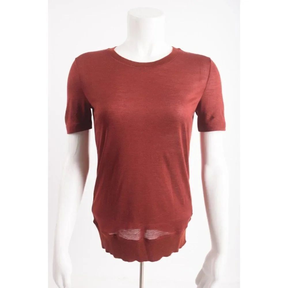 LORO PIANA Womens Cashmere Silk Top Shirt Sweater Red Sz 38 US 4 Crew neck NWT